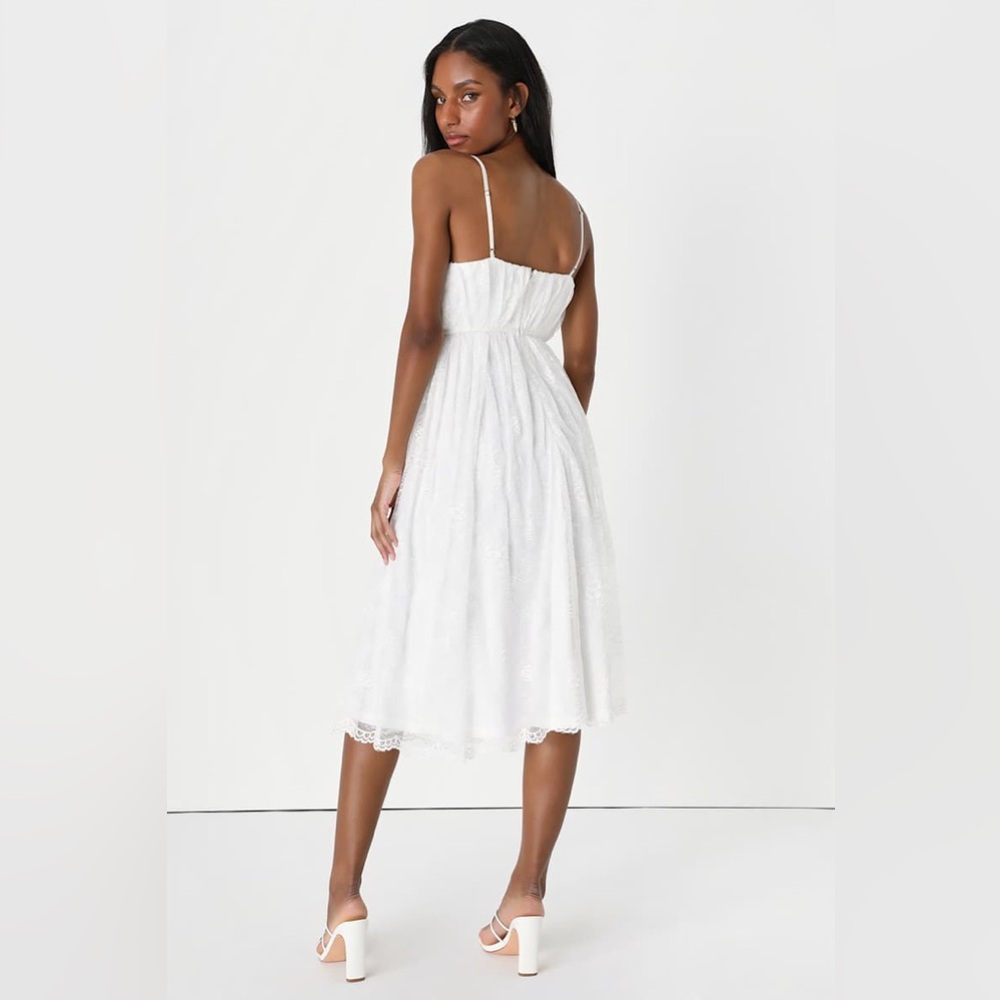 Lulu's White Lace Midi Dress - Picture 2 of 6